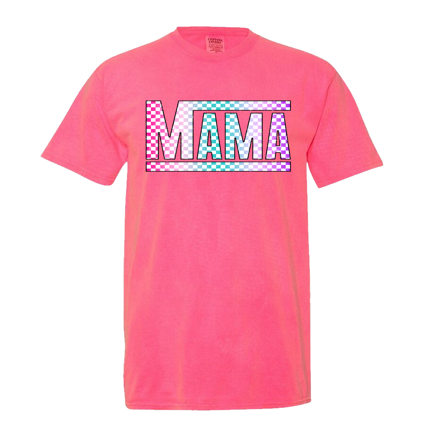 Mama Checkered Comfort Colors Graphic Tshirt