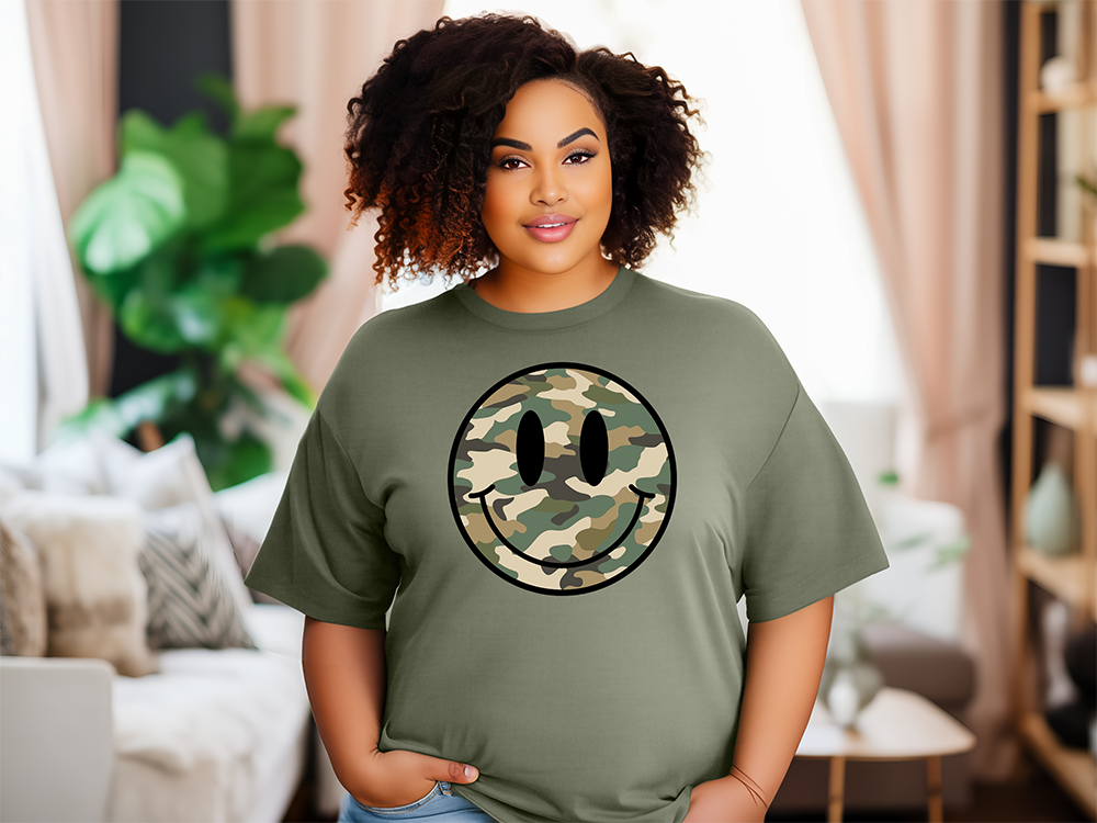 Camo Smiley Graphic Comfort Colors Tee