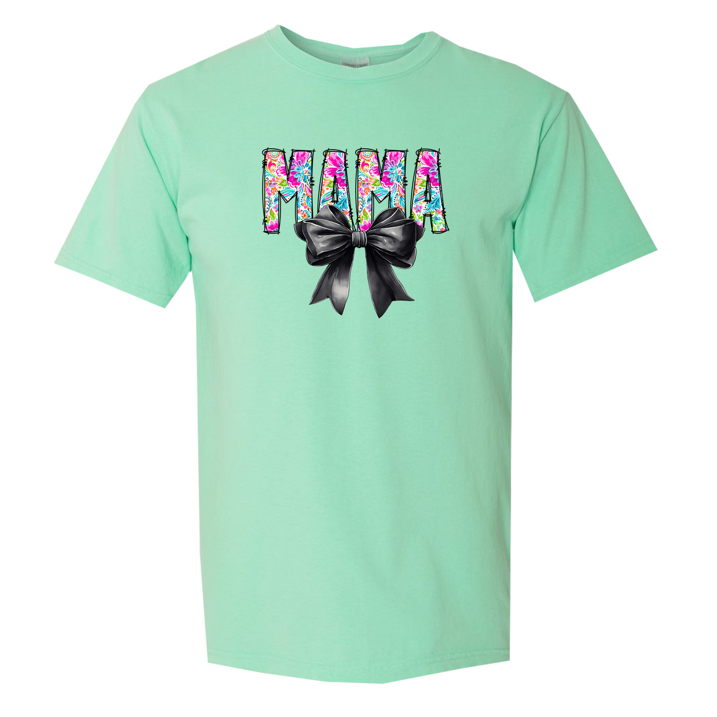 Mama Floral and a Bow Comfort Colors Graphic Tee