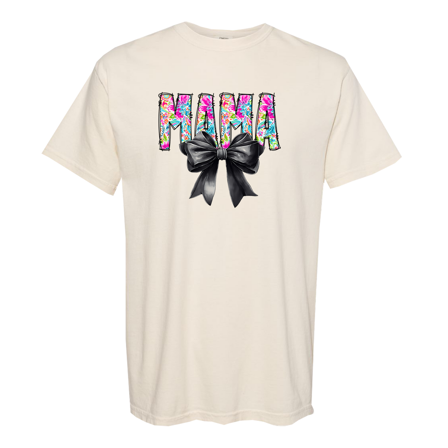 Mama Floral and a Bow Comfort Colors Graphic Tee