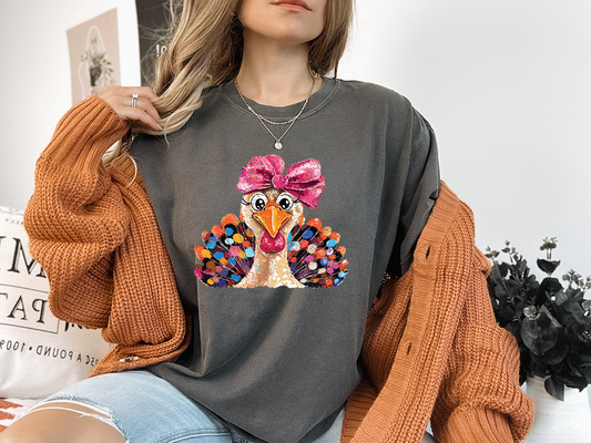 Comfort Colors Adorable Sassy Turkey Graphic Tee