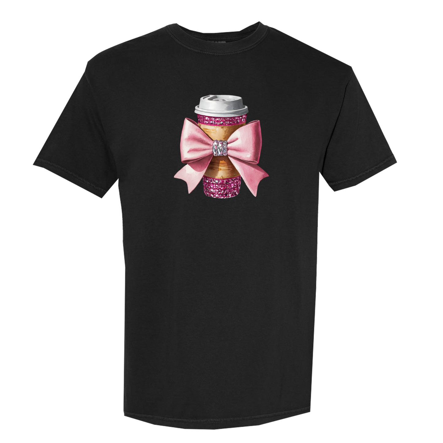 Dazzling Coffee and a Bow Comfort Colors Graphic Tee