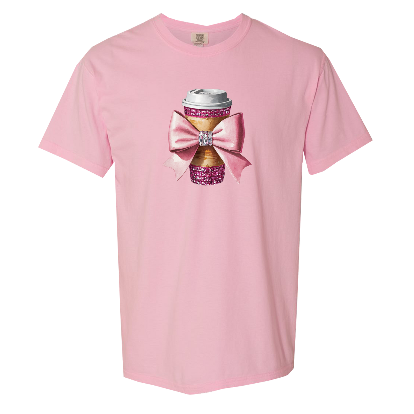 Dazzling Coffee and a Bow Comfort Colors Graphic Tee