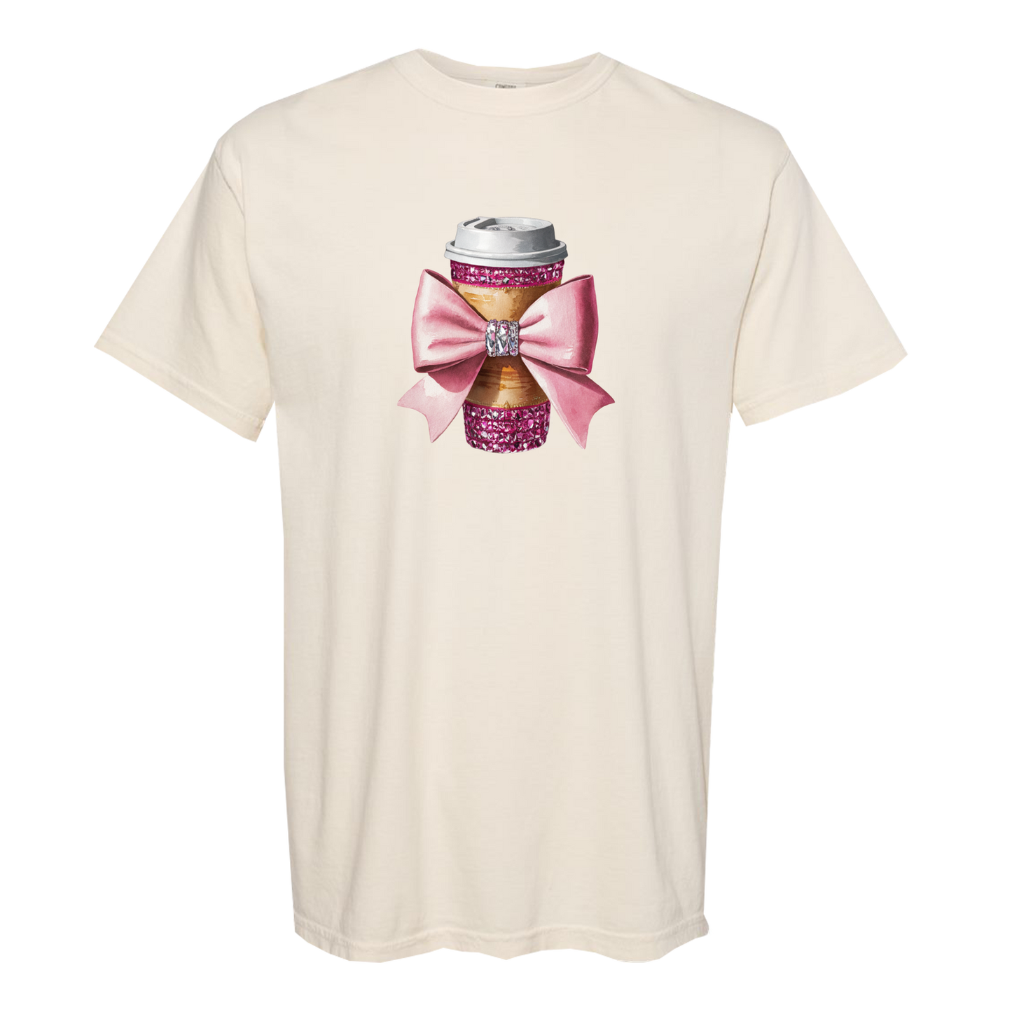 Dazzling Coffee and a Bow Comfort Colors Graphic Tee