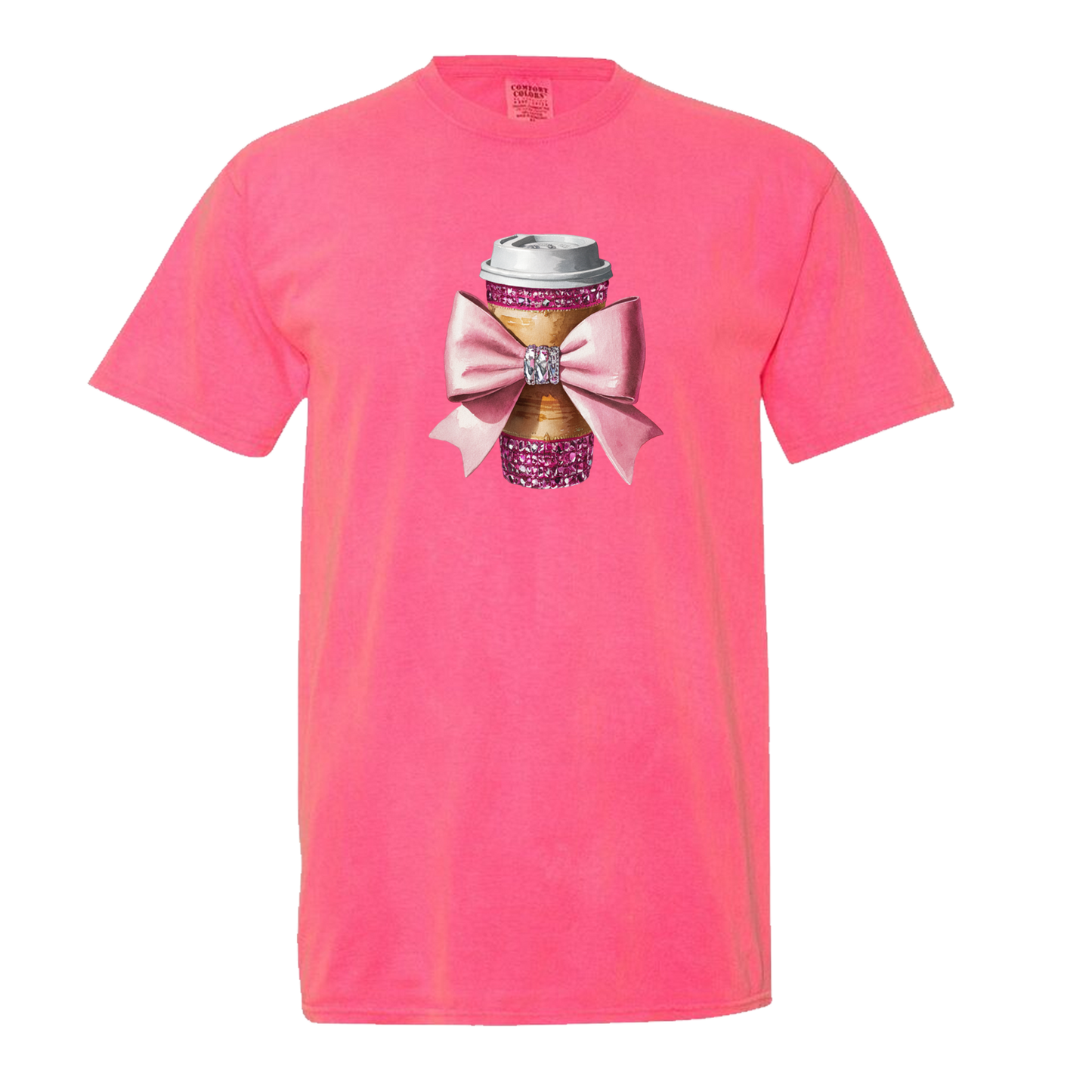 Dazzling Coffee and a Bow Comfort Colors Graphic Tee