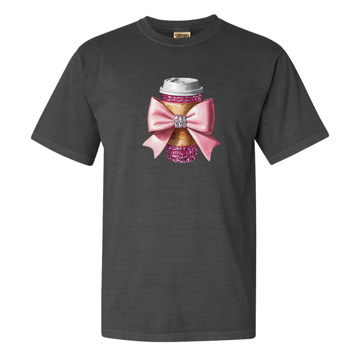 Dazzling Coffee and a Bow Comfort Colors Graphic Tee