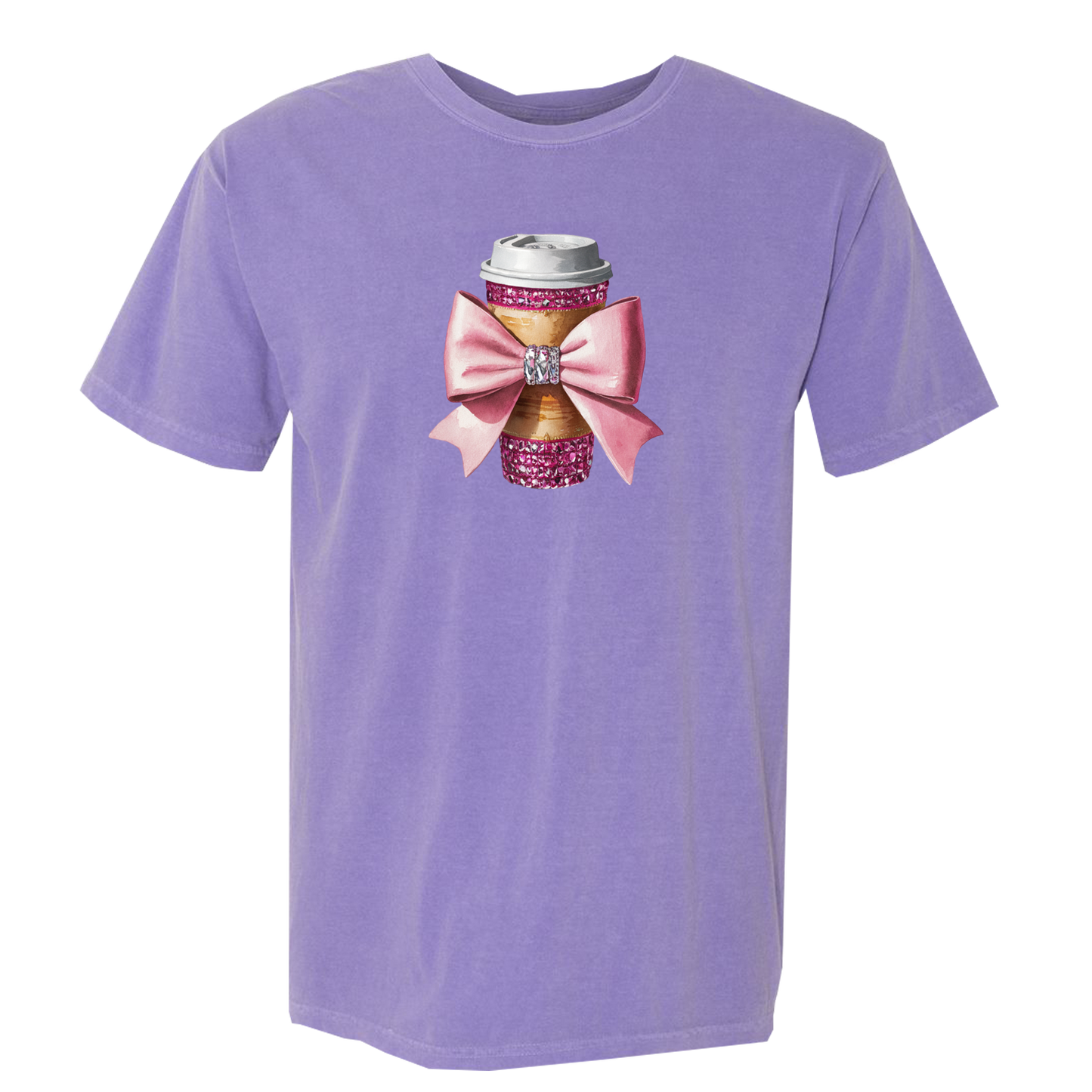 Dazzling Coffee and a Bow Comfort Colors Graphic Tee